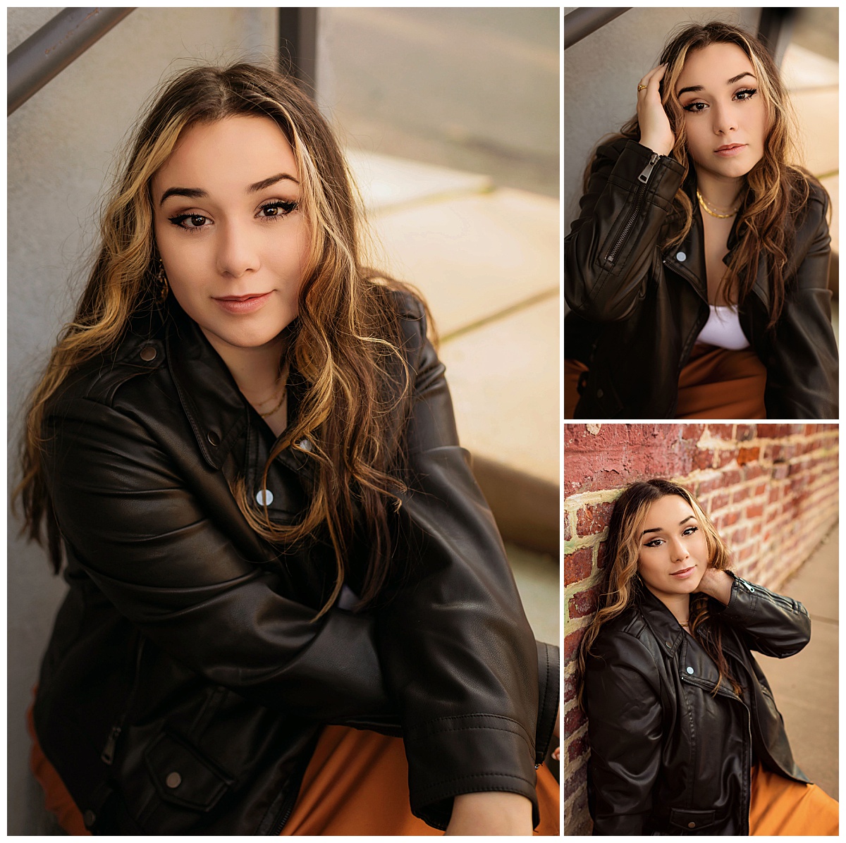 high school student rests against brick wall by Amy Yang Photography